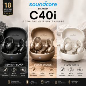 Anker Soundcore C40i Open-Ear Earbuds – Bluetooth 5.4 | AI Calls | IPX4 | Comfortable Fit