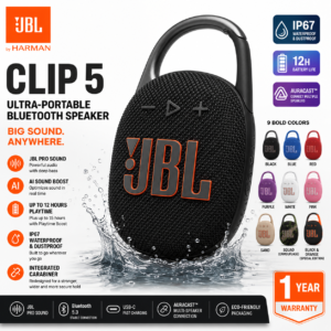 JBL Clip 5 Ultra-Portable Bluetooth Speaker | IP67 Waterproof | Up to 12 Hours Playtime