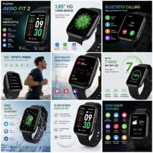 Porodo AeroFit 2 Smartwatch – HD Touch Display | Bluetooth Calling | Heart Rate & SpO₂ | Water Resistant